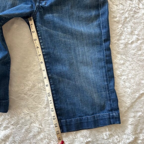 Y2K 7FAM 7 For All Mankind Low Rise Dojo Jean Bermuda Shorts Dark Wash - Size 28 - Picture 4 of 5